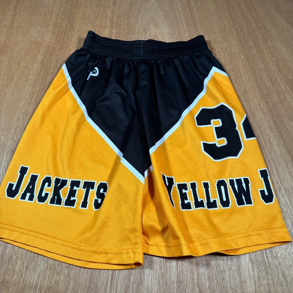 D Maxx Sports Basketball Shorts Kids YXL Yellow Black Yellow Jackets Mesh #34